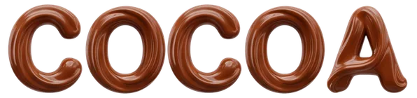 COCOA in a melted chocolate font