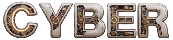 CYBER in a biomechanical font