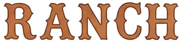 RANCH in a stamped leather font