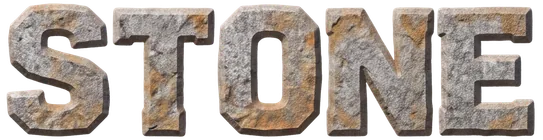 STONE in a carved granite font