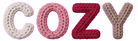 COZY in a knitted wool font